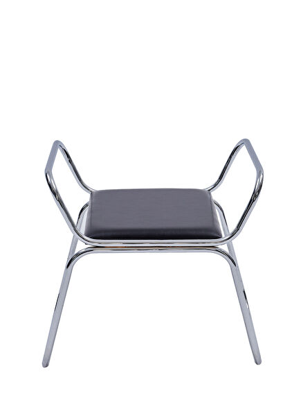 Rest Stool Metal Black Leather Single Bench