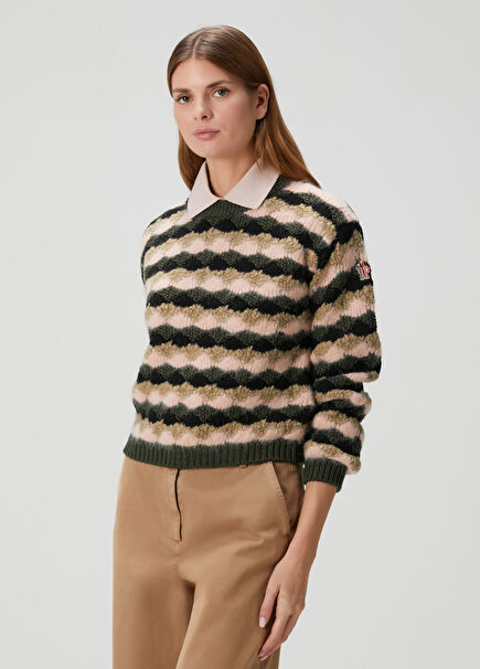 Yeşil Desenli Yün Kazak