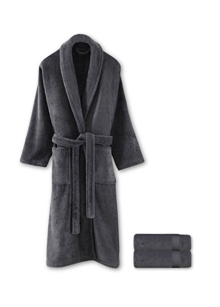 Sicilia Anthracite 100% Cotton 3-Piece Terry Robe Set