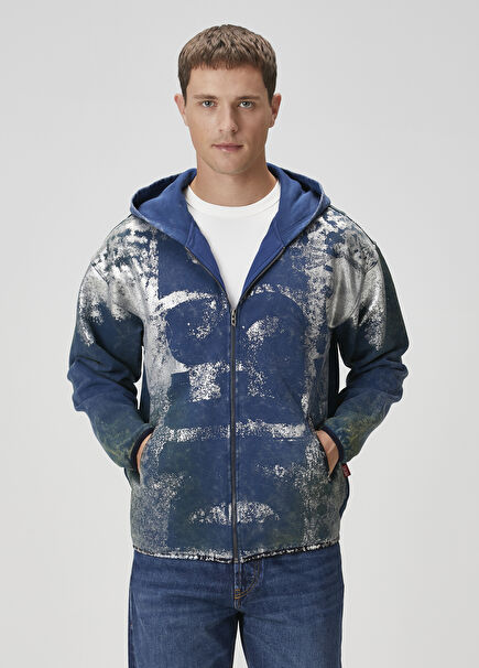Dark Blue Hooded Denim Jacket
