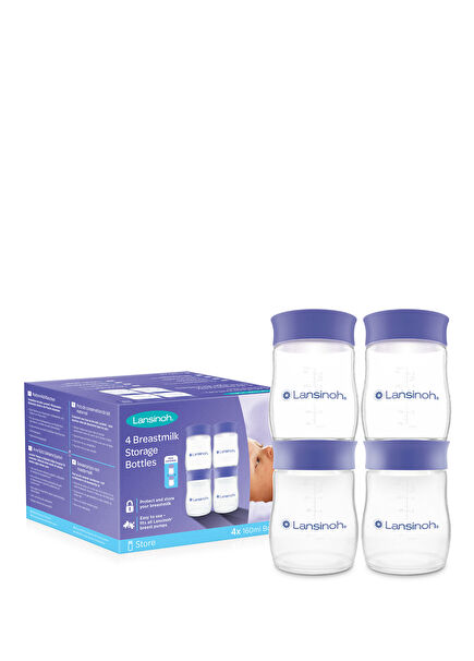 Transparent 4-Piece Breast Milk Storage Bottles 160 ml