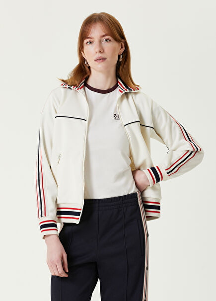 Cream Red Striped Jacket
