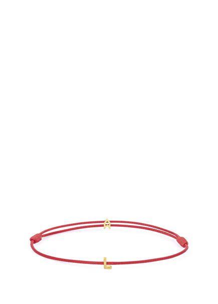 Luck Red Rope L Letter 925 Sterling Silver 18K Gold Plated Women's Bracelet