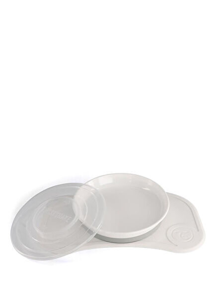 Beyaz Vakumlu Bebek Çocuk Tabak ve Mama Altlığı Seti