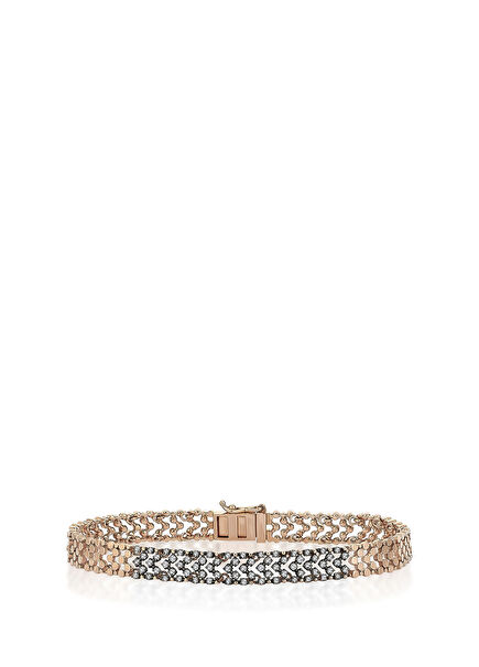 Loure Shine Brown Bracelet Pırlanta Taşlı 14 Ayar Pembe Altın Kadın Bileklik