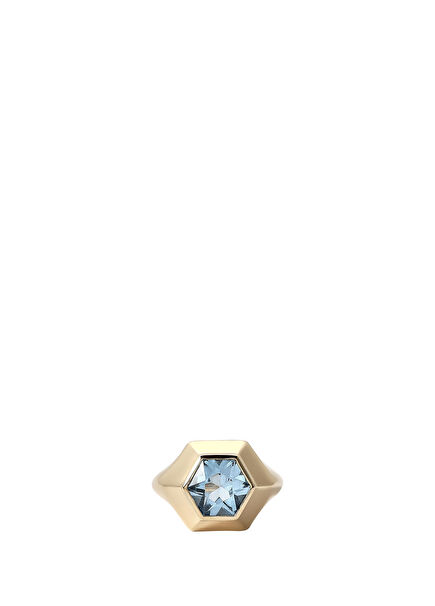 Secrets of the Beehive Sky Blue Topaz Stone 14 Carat Gold Women's Ring