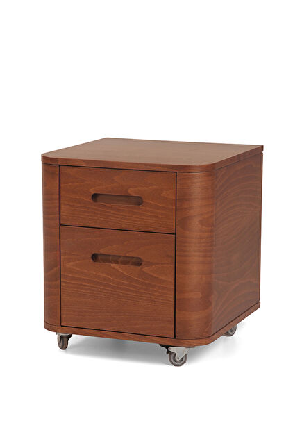Demce Caisson Brown Wooden Bedside Table