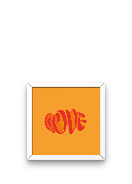 Colorful Words Turuncu Love Beyaz Çerçeveli Tablo