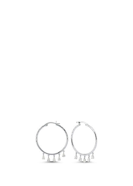 Dancing Drop Diamond Hoop Women Gold Earrings