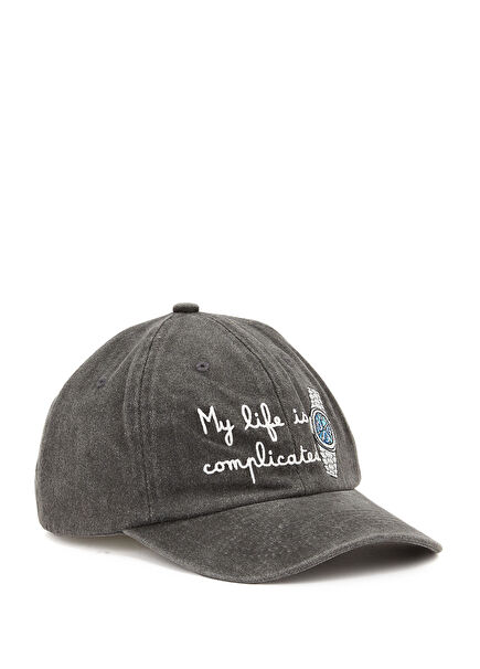 Antrasit Nakışlı Erkek Şapka