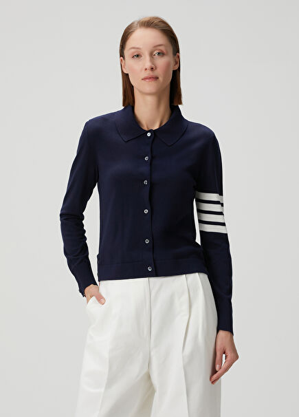 Navy Blue Linen Cardigan