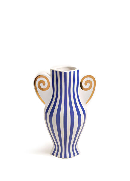 Longhu Ceramic Vase 24x10x36 Cm Blue - Gold