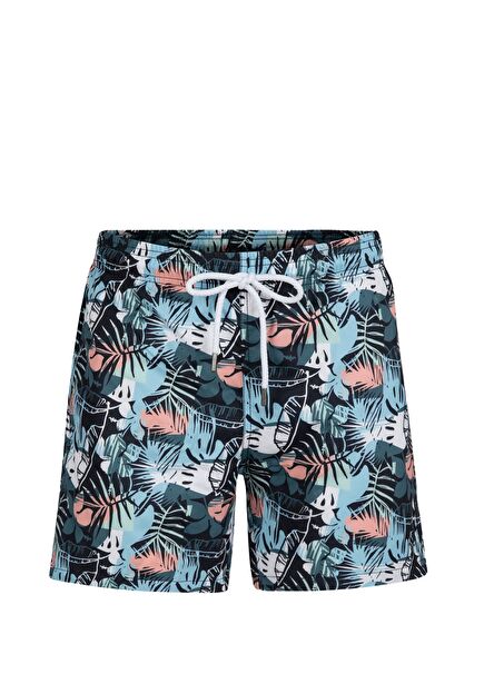 Rey Lacivert Desenli Erkek Deniz Şortu