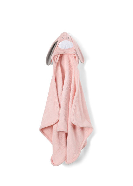 Animal Bunny Pink Children's Cotton Hooded Bath Towel 70 x 140 cm
