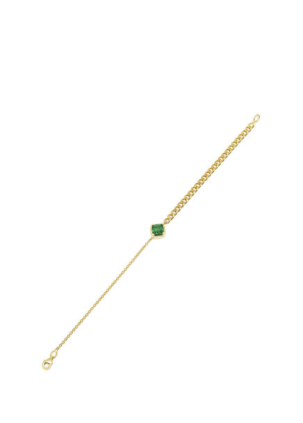 Martini Yeşili 925 Ayar Gümüş 18 Ayar Altın Kaplama Kadın Bileklik