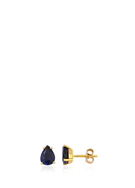 Drop Sapphire Detailed 18K Gold Women's Earrings