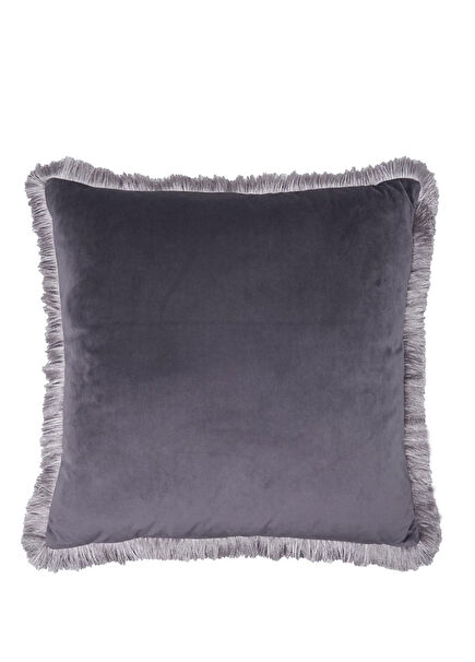 Argento Gri Kadife Saçaklı Dekoratif Kırlent 50 x 50 cm