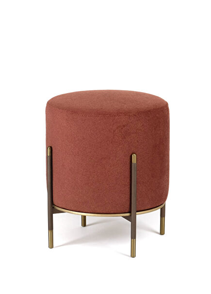 Surton Brick Red Color Metal Legged Pouf