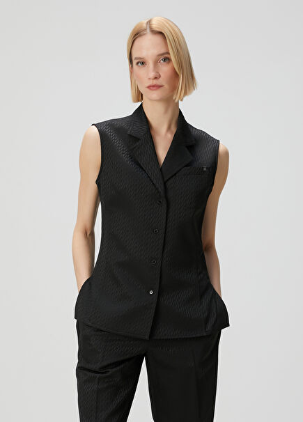 Modest Black Jacquard Vest