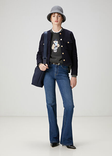 Mavi Taşlı Slouchy Jean Pantolon