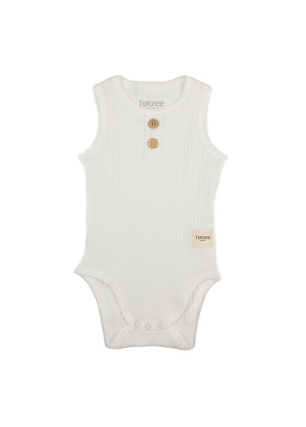 Ekru Fitilli Kolsuz Unisex Bebek Body