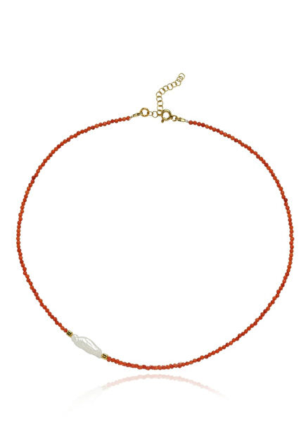 Kely Red Coral Womens Silver Necklace