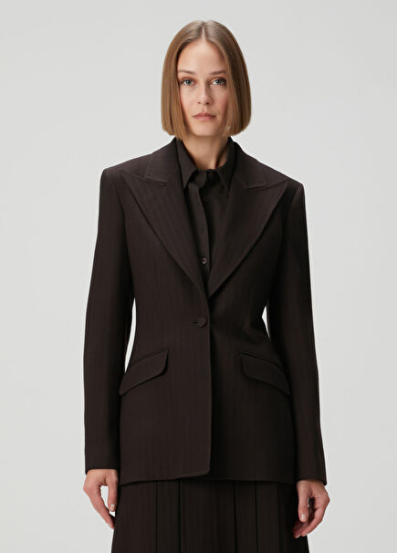 Brown Striped Wool Jacket