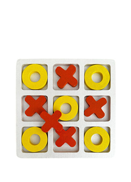 Tic Tac Toe White Yellow Orange 10 Wooden Toy