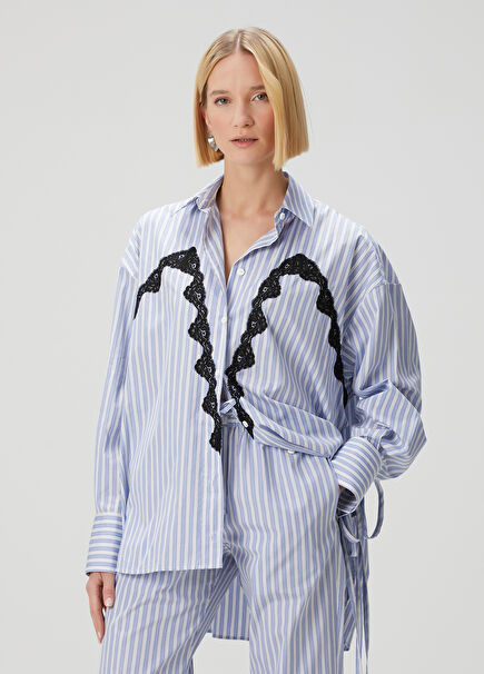 Blue Striped Lace Shirt