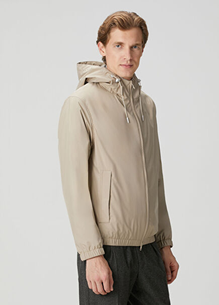 Beige Hooded Coat