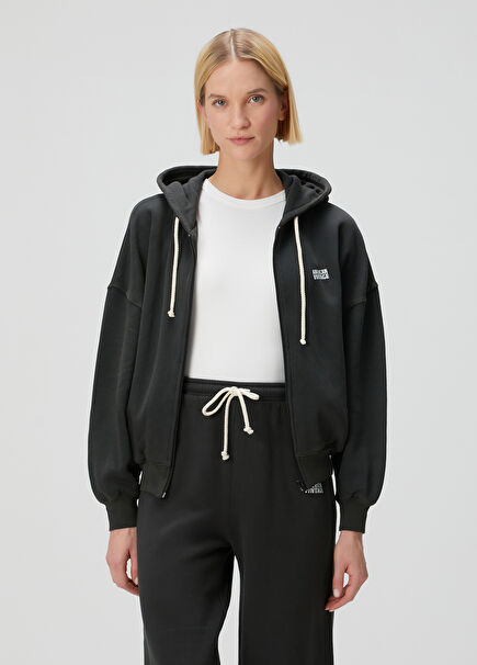 Antrasit Logo Baskılı Sweatshirt