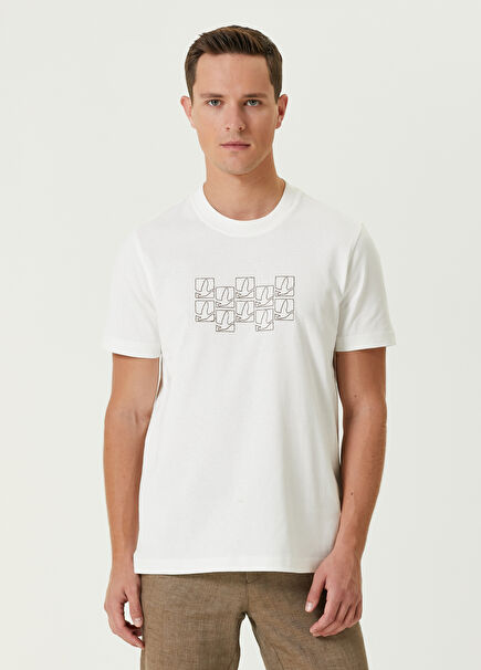 White Small Goose Embroidered T-shirt