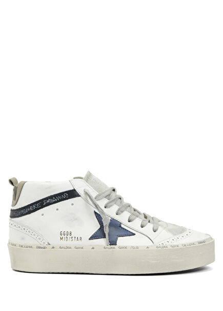Mid Star Navy White Womens Leather Sneakers