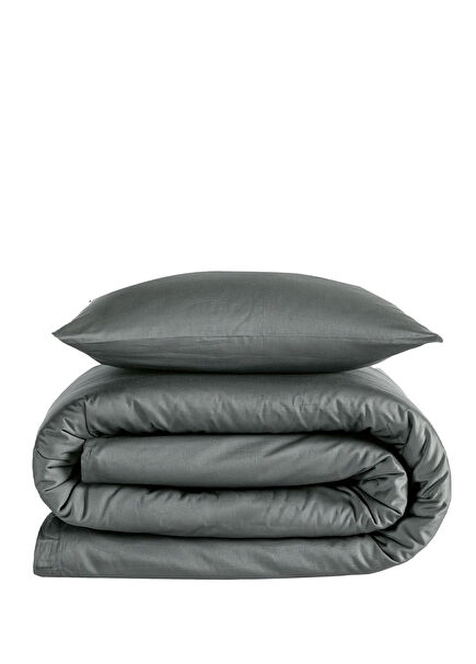 Odin Anthracite 300 TC Cotton Satin Single Duvet Cover Set 160 x 220 cm