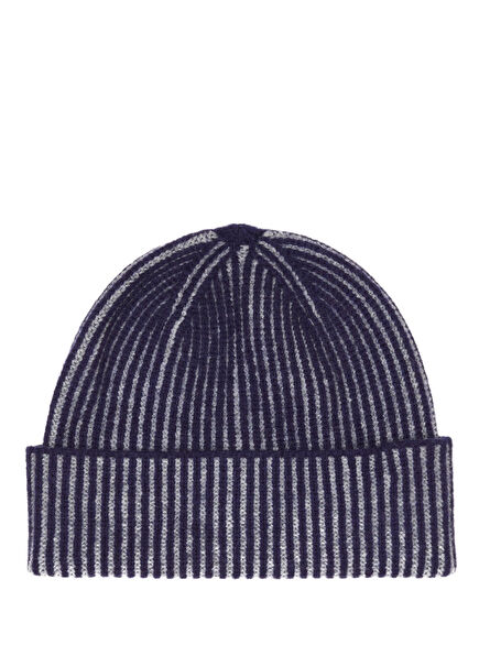 Navy Grey Men's Cashmere Blend Wool Beanie