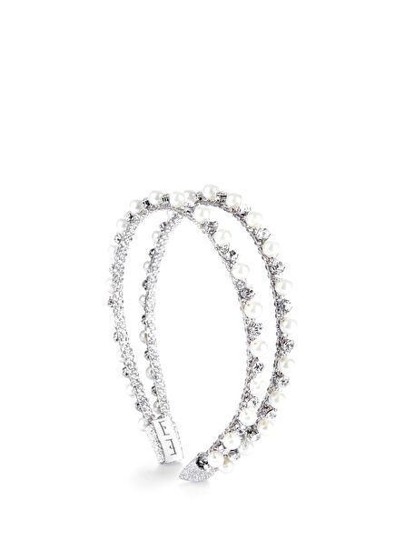 Pera Twin Silver Pearl Stone Women's Crown