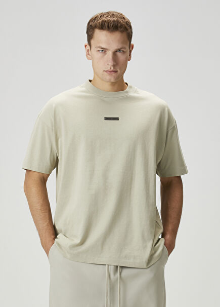 Beige Logo Detailed T-Shirt