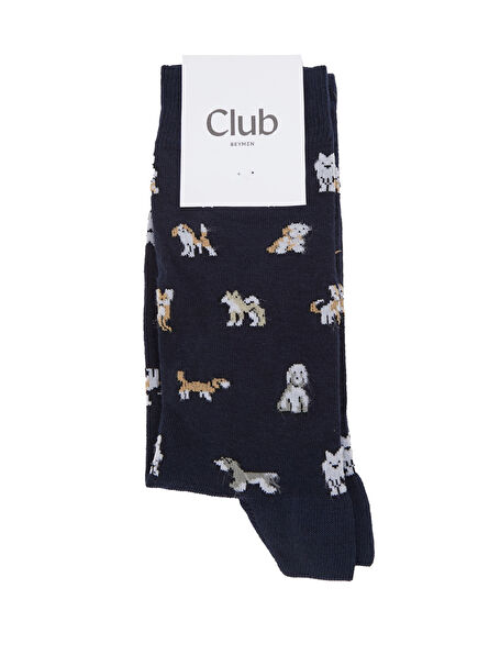 Lacivert Köpek Desen Erkek Çorap