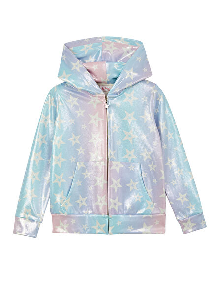 Stars Multicolored Hooded Girls Sweatshirt
