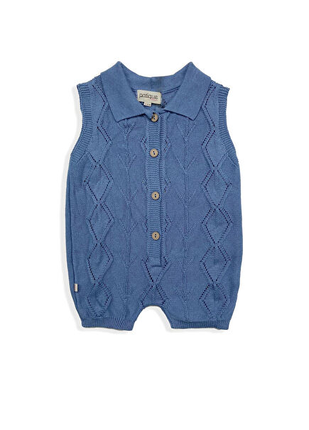 Indigo Baby Boy Organic Cotton Openwork Jumpsuit