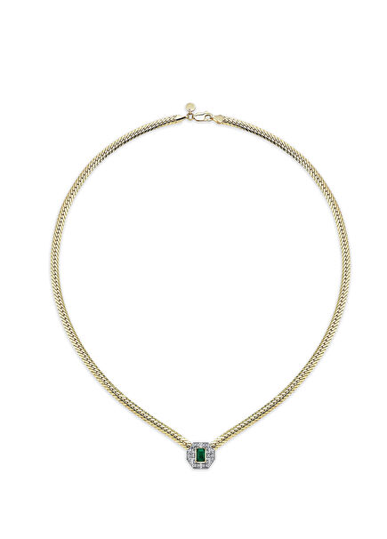 Arte  ve Pırlanta Taşlı 14 Ayar Kadın Altın Kolye