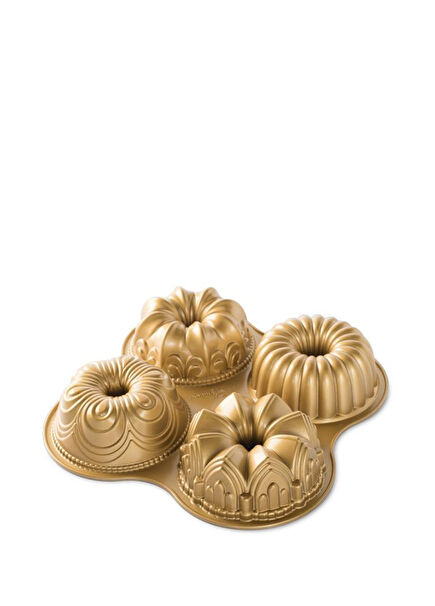 Bundt Şekilleri Altın Rengi 4´lü Kek Kalıbı