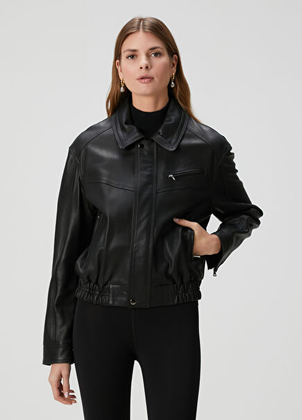 Clint Siyah Deri Ceket