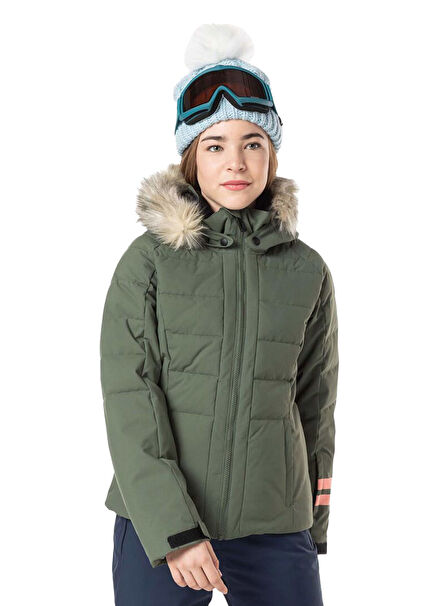 Polydown Yeşil Kız Çocuk Kayak Montu