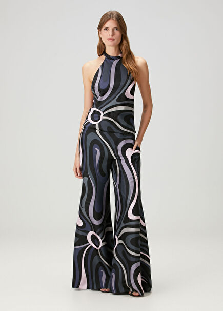 Pink Black Patterned Jumpsuit