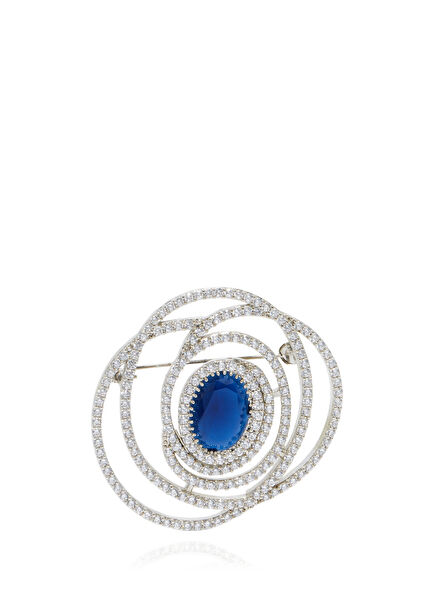 Silver Amorphous Round Women's Brooch