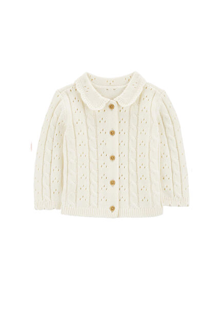 Peter Pan Yaka Bej Kız Bebek Hırka