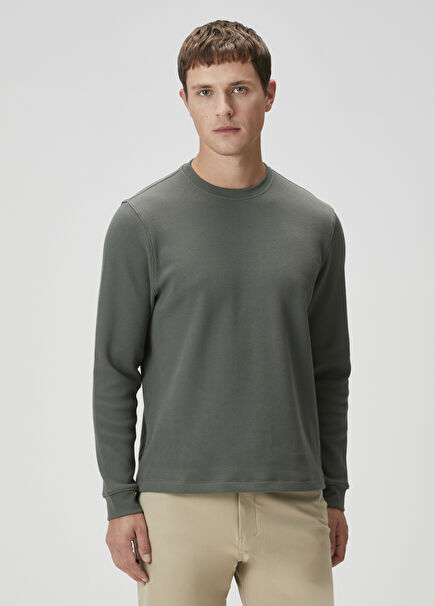 Haki Organik Pamuk Sweatshirt