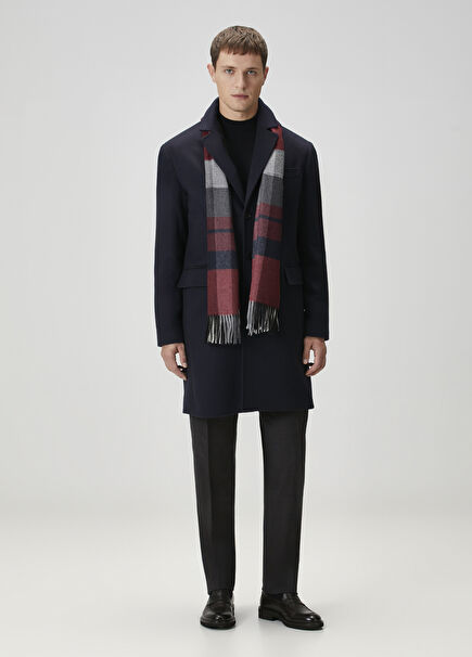 Navy Blue Cashmere Wool Coat