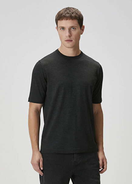 California Dark Grey Short Sleeve Wool Knitwear